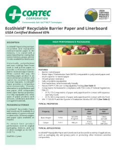 Coshield® Recyclable Barrier Paper And Linerboard Usda Certified Biobased 65%