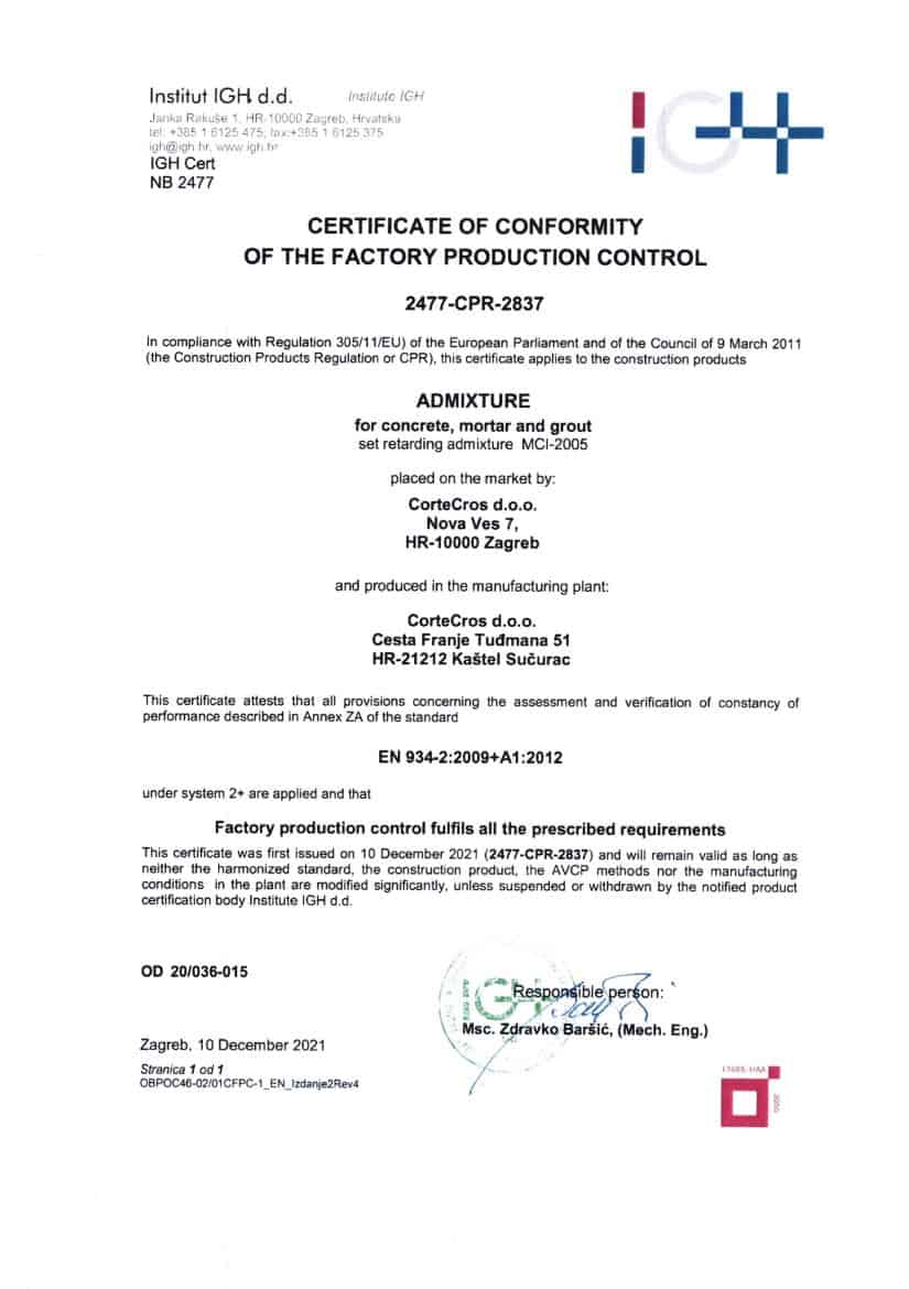 Cert Mci 2005 - Cortec Corporation