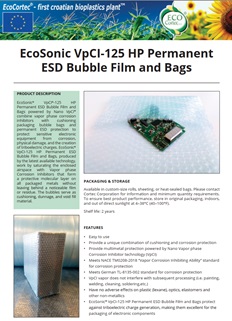 Ecosonic Vpci-125 Hp Permanent Esd Bubble Film And Bags