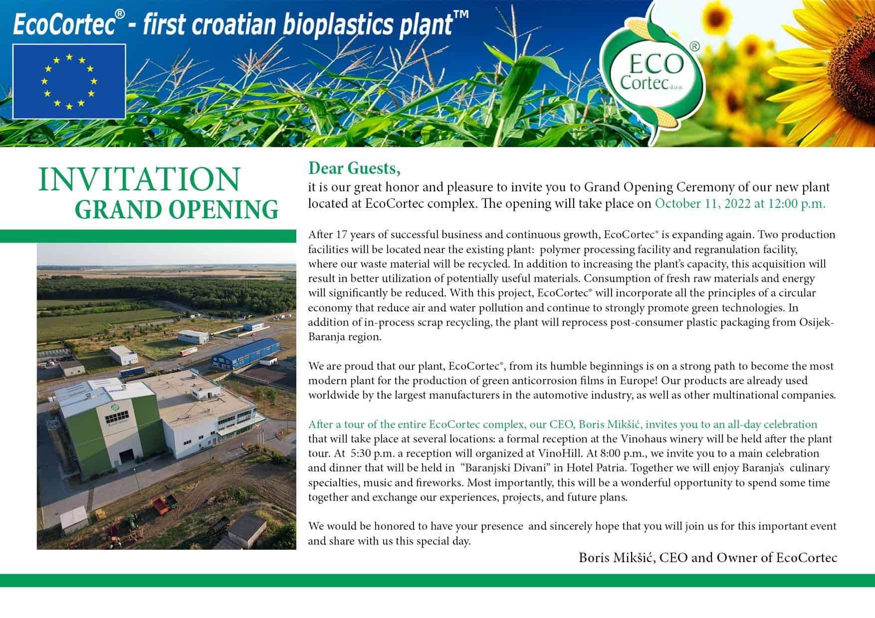 INVITATION: Grand Opening Ceremony of Our New Plant Located at