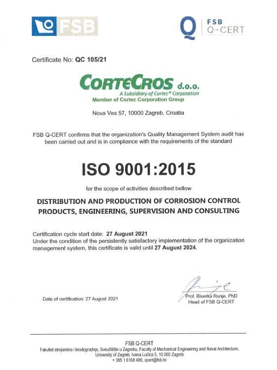 Iso 9001 2015 - Cortec Corporation